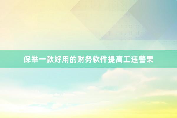 保举一款好用的财务软件提高工违警果